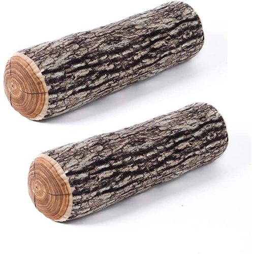 HYSEAS Decorative Round Throw Pillow, 3D Digital Print Comfortable Kids Funny Cute Wood Log Pillow Cylinder Floor Cushion for Home, Couch, Sofa, Bedroom, Living Room Decor, Trunk, 2 Pack
