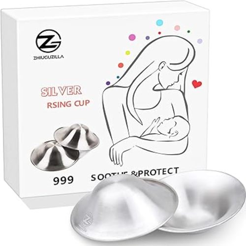 Silver Nursing Cups, 999 Silver Nipple Shields Fine Quality Silver Nipple Covers Breastfeeding, Nipple Guards Ergonomic Design, Silver Nursing Cups for Sore Nipples