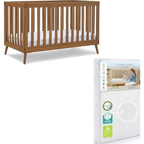 Delta Children Essex 4-in-1 Baby Crib & Mattress, Chestnut