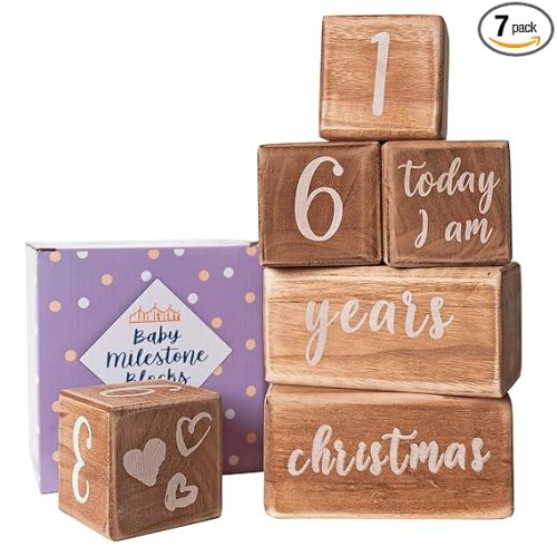 Baby Monthly Milestone Blocks for Baby Boy, Month Baby Milestone Blocks, Age Blocks for Nursery Decor, Best Baby Gifts for Baby Shower, Newborn Photography Props Social Media