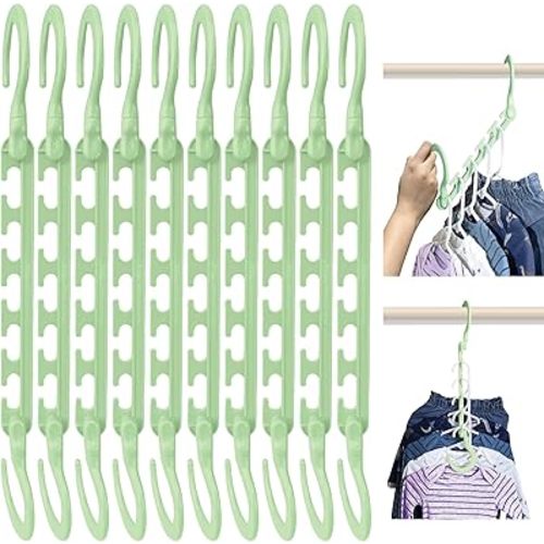 Wonder Hanger Max Kids 10-Pack Space Saving Cascading Hangers, Reinforced Hooks Swivels 360°, Closet Organizer for Baby Nursery & Toddlers, Fully Assembled (Green)