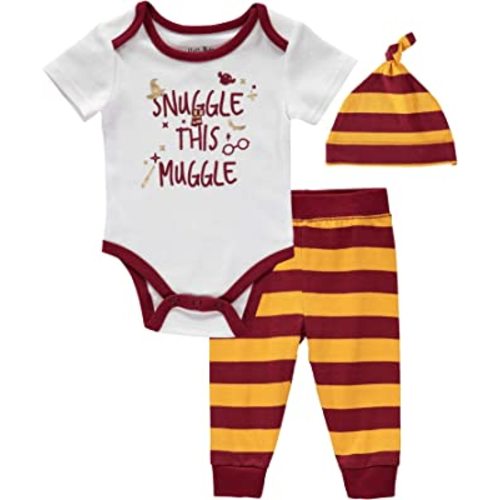 Harry Potter baby-boys Bodysuit Jogger Pants Beanie Cap