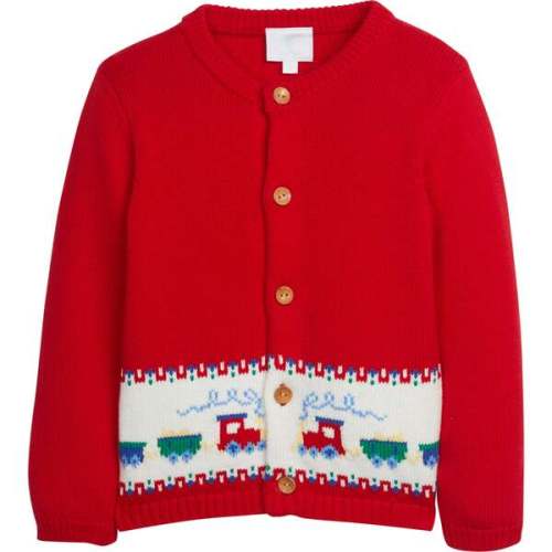 Little English Crewneck Long Sleeve Printed Intarsia Sweater, Boy Frenchie - Little English | Maisonette