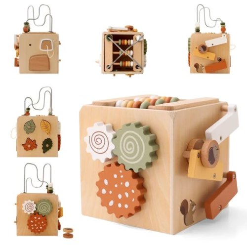 Enchanted Wonders: Montessori's Wooden Playground (Multifunctional Activity Cube) - Sweet Little Nursery