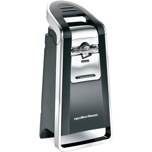 Hamilton Beach Smooth Touch Electric Automatic Can Opener with Easy Push Down Lever, Eliminates Sharp Edges, Opens All Standard-Size and Pop-Top Cans, Extra Tall, Black and Chrome (76606AG)