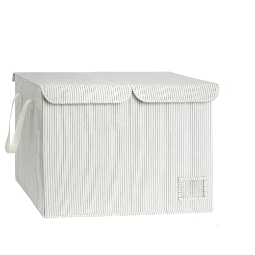 StorageWorks Toy Storage Organizer with Flip-Top Lids, Large Toy Chest for Living Room, Nursery Room, Playroom, Large Toy Bins for Toddlers, Gray and White Stripes, 24 ¾"L x 13" W x 16" H
