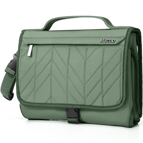 Alatino Portable Diaper Changing Pad, Waterproof Travel Baby Changing Pad with Modern Chic Design, Lightweight Easy-Clean Changing Mat, Baby Registry Essential & Baby Shower Gift(Sage Green)