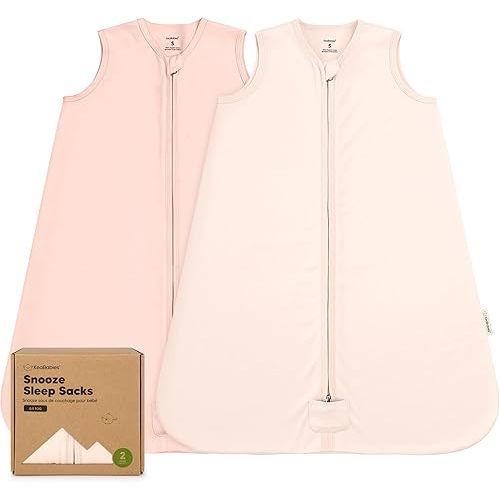 2-Pack Baby Sleep Sacks, Zipper Wearable Blanket - 100% Organic Cotton 0.5TOG, Soft Lightweight Toddler Sleeping Sack 3-6 months, Easy to Wear Newborn Swaddles Sleepsack (Mist Rose, S)