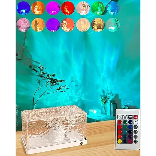Northern Lights Aurora Projector,Rotating Water Wave Lamp Projector,Ocean Wave Light Projector,Plug-in 16 Colors RGB Lights for Gaming Room,Kids Room,Party,Bars