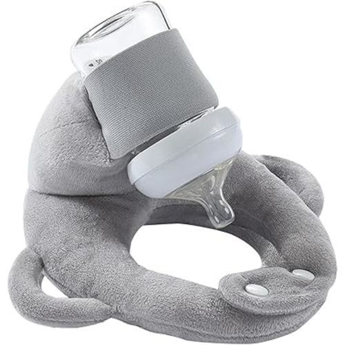 Bottle Holder for Baby Self Feeding,Portable Baby Bottle Holder Hands Free, Adjustable Breastfeeding Pillows Support for Newborns,Twin Baby Essentials (Gray, One Size)