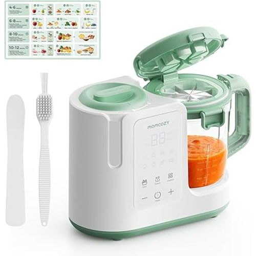 Momcozy AutoMeal Baby Food Maker – One-Step Auto Steam & Blend Food Processor, 15oz Large Cup & 6-Blade Design, Self-Cleaning, Auto 3-Stage Texture Settings for Effortless Homemade Baby Puree