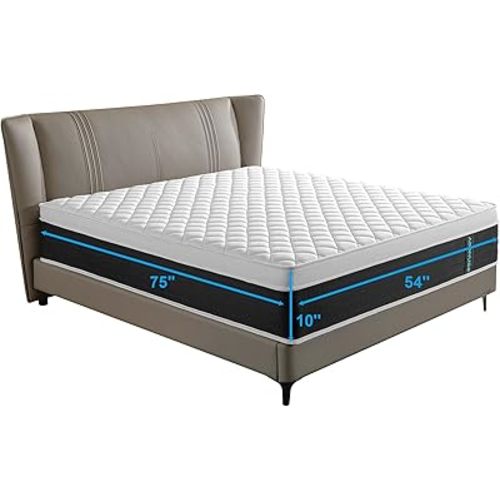 Full Mattresses,Memory Foam Hybrid 10 Inch Full Size Mattress,Black&White Pocket Spring Full Size Black&White Mattress,CertiPUR-US.