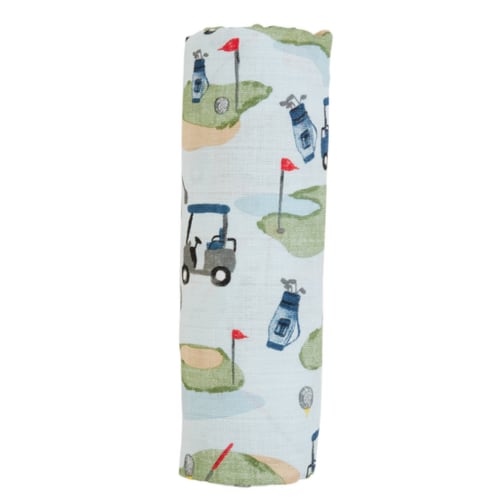 Swaddle Blanket, Blue Golf