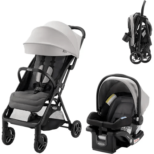 Graco Ready2Jet Travel System – Overhead Friendly Compact Travel Stroller with Automatic Fold and SnugRide Infant Car Seat