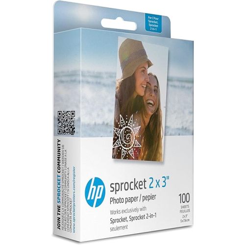 HP Sprocket 2x3" Premium Zink Sticky Back Photo Paper (100 Sheets) Compatible with HP Sprocket Photo Printers, Original Version.