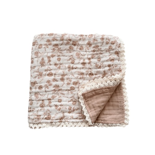 Muslin 6-Layer Blanket - Vintage Floral Lace - Harp Angel Boutique