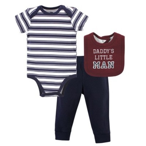 Hudson Baby Infant Boy Cotton Bodysuit, Pant and Bib Set, Boy Daddy, Size: 3-6 months