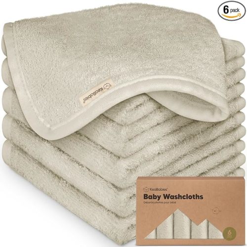 6-Pack Baby Washcloths – Soft Absorbent Viscose from Bamboo Washcloths for Face, Body, Baby Towels for Newborn, Kids, Toddlers, Infant, Gentle on Sensitive Skin, 10x10 Reusable Face Towels(Stone)