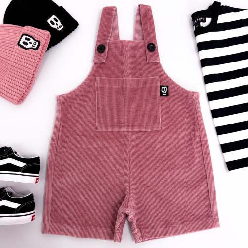 NOT SO BASIC DUSKY ROSE PINK CORD SHORT DUNGAREES