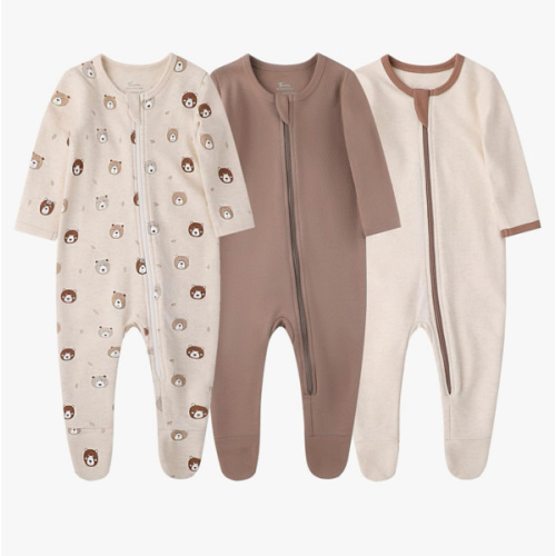 O2 BABY Baby Boys Girls Organic Cotton Zip-Front Sleeper Pajamas, Footed Sleep 'n Play