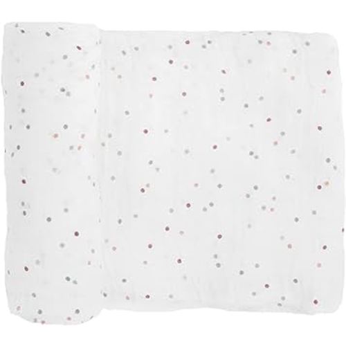 Little Unicorn – Dots Cotton Muslin Swaddle Blanket | Single | 100% Cotton | Super Soft | Newborns and Infants | Large 47” x 47” | Machine Washable