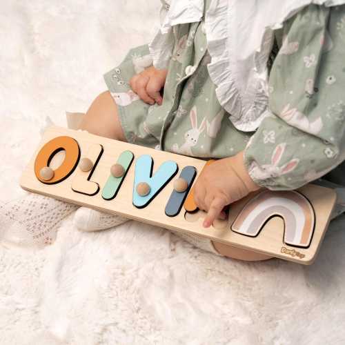 Custom Name Puzzle With Pegs, Gift For Kids, First Christmas Gift Boy, Unique Baby Gift, Wooden Toys For Toddler