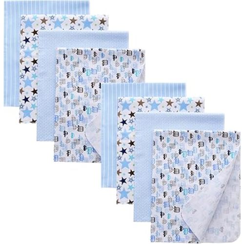 Gina Era Cotton Flannel Receiving Blankets Baby 8 Pcs, Baby Swaddle Blankets, Baby Flannel Blanket 30 X 30 Inch for Boy Girl (Style-7)