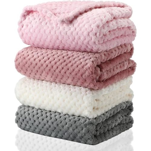 Frienda 4 Pcs Baby Fuzzy Blanket Fluffy Baby Blanket for Boys Girls Soft Warm Baby Receiving Blankets Nursery Bed Blanket Toddler Infant Newborn Receiving Blanket, 32 x 24 Inch(Lovely Color)