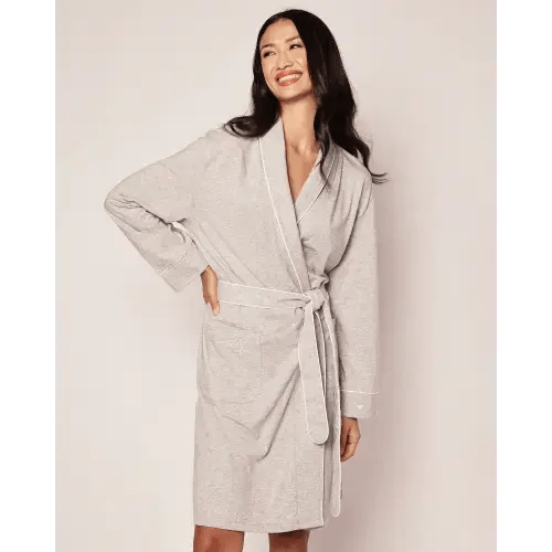 Women's Pima Robe in Light Heather Grey
