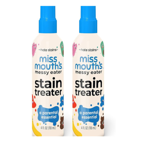 Miss Mouth's Messy Eater Stain Treater Spray - 4oz 2 Pack Stain Remover - Newborn & Baby Essentials - No Dry Cleaning Food, Grease, Coffee Off Laundry, Underwear, Fabric