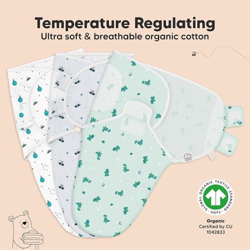 3-Pack Organic Baby Swaddle Sleep Sacks - Swaddles for Newborns, Infant 0-3 Months, Baby Girls, Boys, Soft & Snug Newborn Sleep Sack, Nursery Swaddling Blankets (Space Quest)