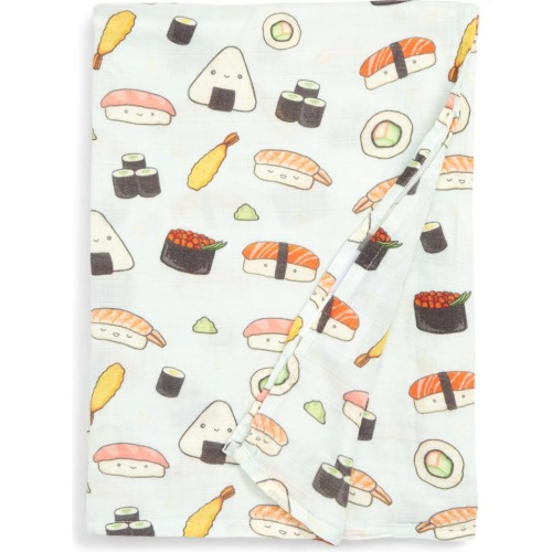 Loulou Lollipop Sushi Deluxe Muslin Swaddle Blanket, Sushi