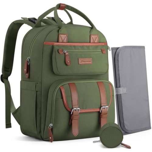 Maelstrom Diaper Bag Backpack,Baby Bag,23L-30L Expandable Diaper Backpack for Mom Dad,Travel Essentials Baby Bag with Changing Pad&Stroller Straps & Pacifier Bag,Army Green
