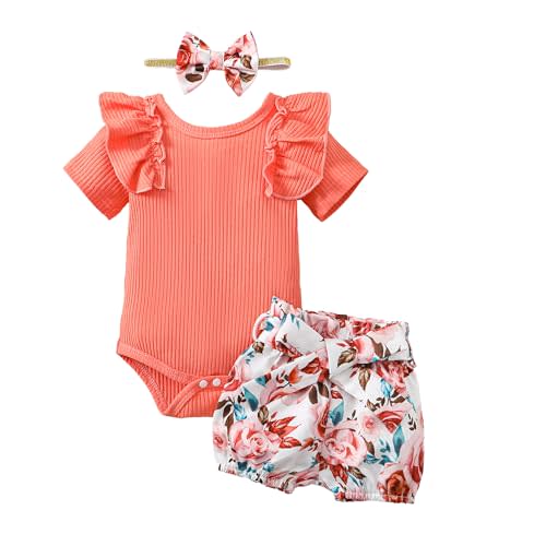 Newborn Baby Girl Summer Clothes Infant Girl Outfit Ruffle Romper Short Set Cute Baby Clothes for Girl
