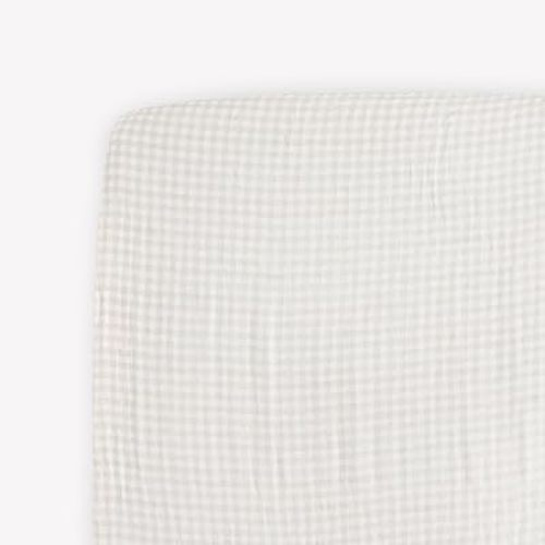 Little Unicorn Premium Crib Sheet | Breathable & Super-Soft Muslin Fabric (Tan Gingham)