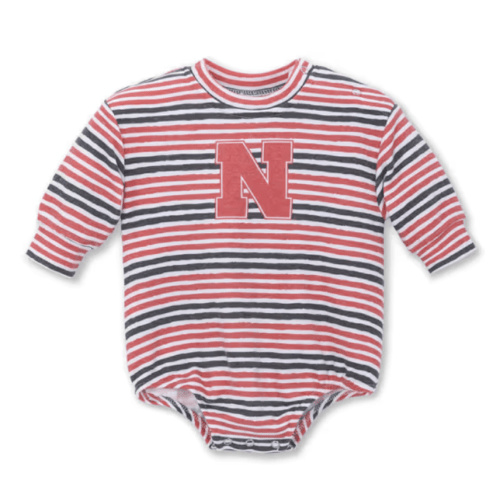 Nebraska Cornhuskers Baby SCARLET Cozy Stripe Long Sleeve Romper - 43099344
