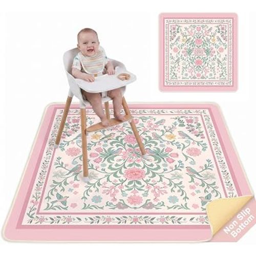 Splat Mat for Under High Chair Waterproof Non Slip Floor Mat for Baby