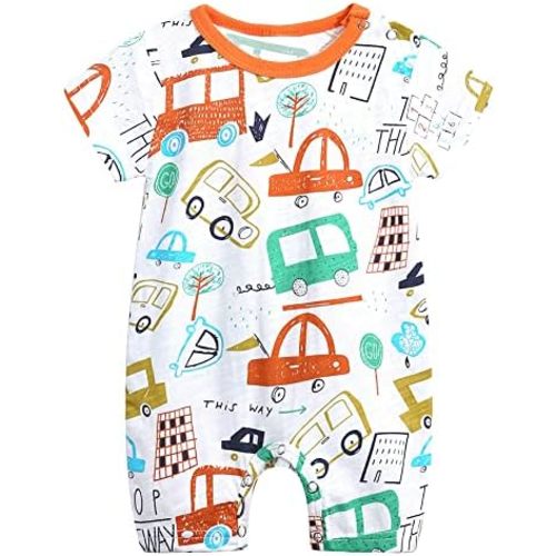 Simplee kids Baby Boy Outfits Short Sleeve Clothing Set Print Cartoon Baby Summer Romper
