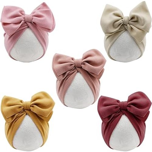 DRESHOW BQUBO Turban Hat for Baby Infant Cap Hats with Bow Knot Soft Cute Nursery Beanie