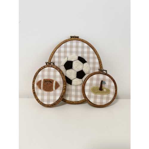 Set of 3 Needle Felt Sports Balls | Handmade Nursery Decor | Baseball, Football, Soccer Kids Room Gift