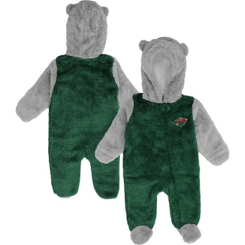Minnesota Wild Newborn & Infant Game Nap Teddy Fleece Bunting Full-Zip Sleeper - Green