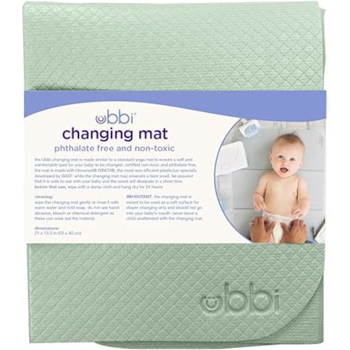 Ubbi On-The-Go Diaper Changing Baby Mat, Soft and Comfortable Diaper Bag Accessory Must Have for Newborns, Easy to Clean, Portable Folding Pad, Baby Traveling Accessories, Sage Green