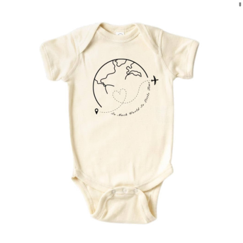 So Much World So Little Time Baby Onesie® Cute Bodysuit for Baby Shower Gift for Newborn Clothes Travel Theme 87 (Long Sleeve Natural, 3-6m)