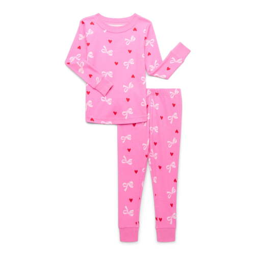Wonder Nation Toddler Cotton Long Sleeve Sleep Tee and Pants Pajama Set, 2-Piece, Sizes 12M-5T