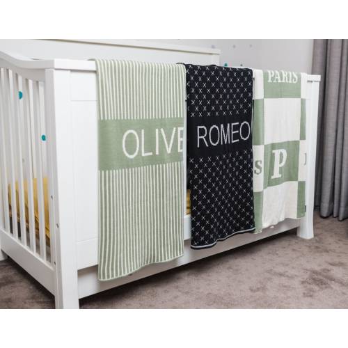 Personalised Cot Blanket - 100% Cotton Knitted Name Blanket, Custom Toddler Gift, Toddler Gift
