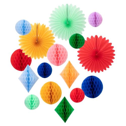 Meri Meri Rainbow Honeycomb Decoration Kit (Pack of 16)