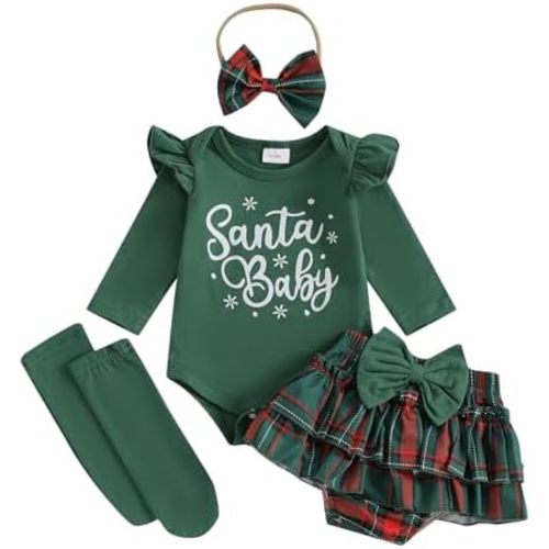 BeQeuewll Baby Girl 1st Birthday Outfit Short Sleeve One Romper+Bloomers Tutu Skirt+ Headband+Socks 4Pcs Baby Birthday Dress