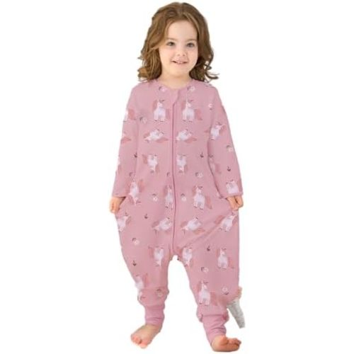 Baby Sleeping Bag with Feet, Summer Toddler Sleeping Sack with Legs Long Sleeves,Baby Wearable Blanket Sleep Sack 0.5 TOG