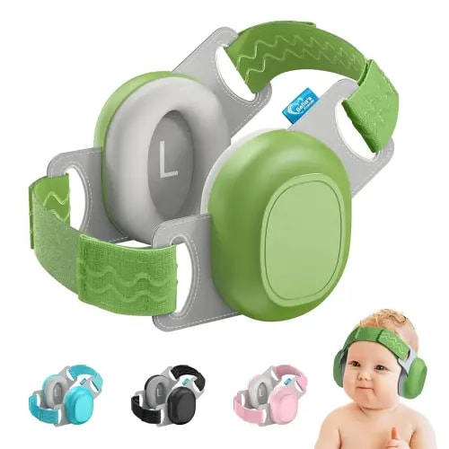 Bella's Friends Baby Ear Muffs for Noise Protection-Comfy&Adjustable 24dB Noise Cancelling Headphones for Infants&Toddlers(3–48 Months) - Compact & Easy to Store - Baby Travel Essentials,Green