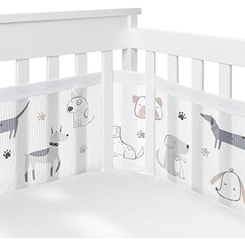 Sweet Jojo Designs + BreathableBaby 2-Piece Breathable Mesh Crib Liner Set (Dog) for Boys/Girls, Baby, Infants/Newborn Nursery (Modern Dogs, Puppy, Pet, Watercolor Puppies, Boho Hatch, Bulldog, Doggy)